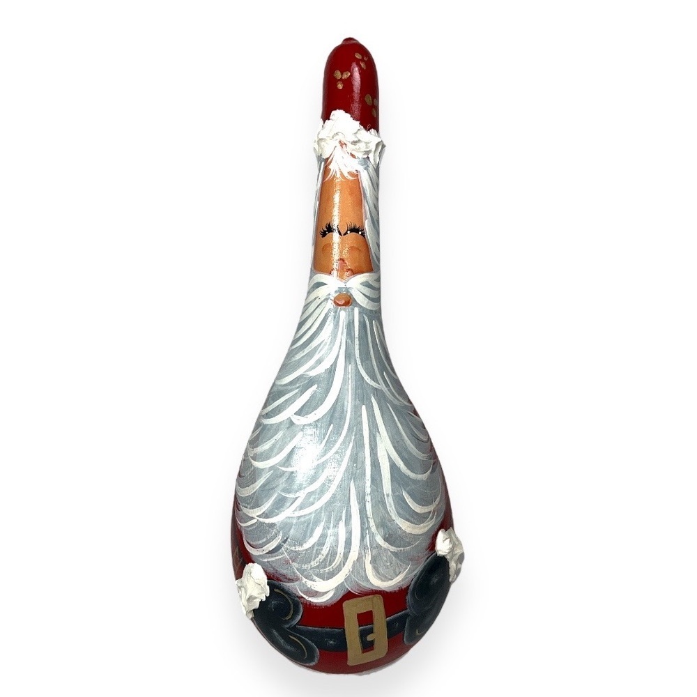 Hand Painted Santa Claus Gourd Folk Art Christmas Decor‎ Collector Vintage 1992